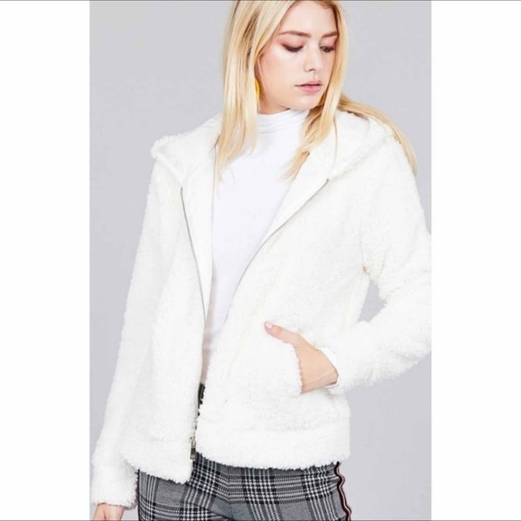 Faux-fur Zip-up hooded Jacket - Picture 4 of 5